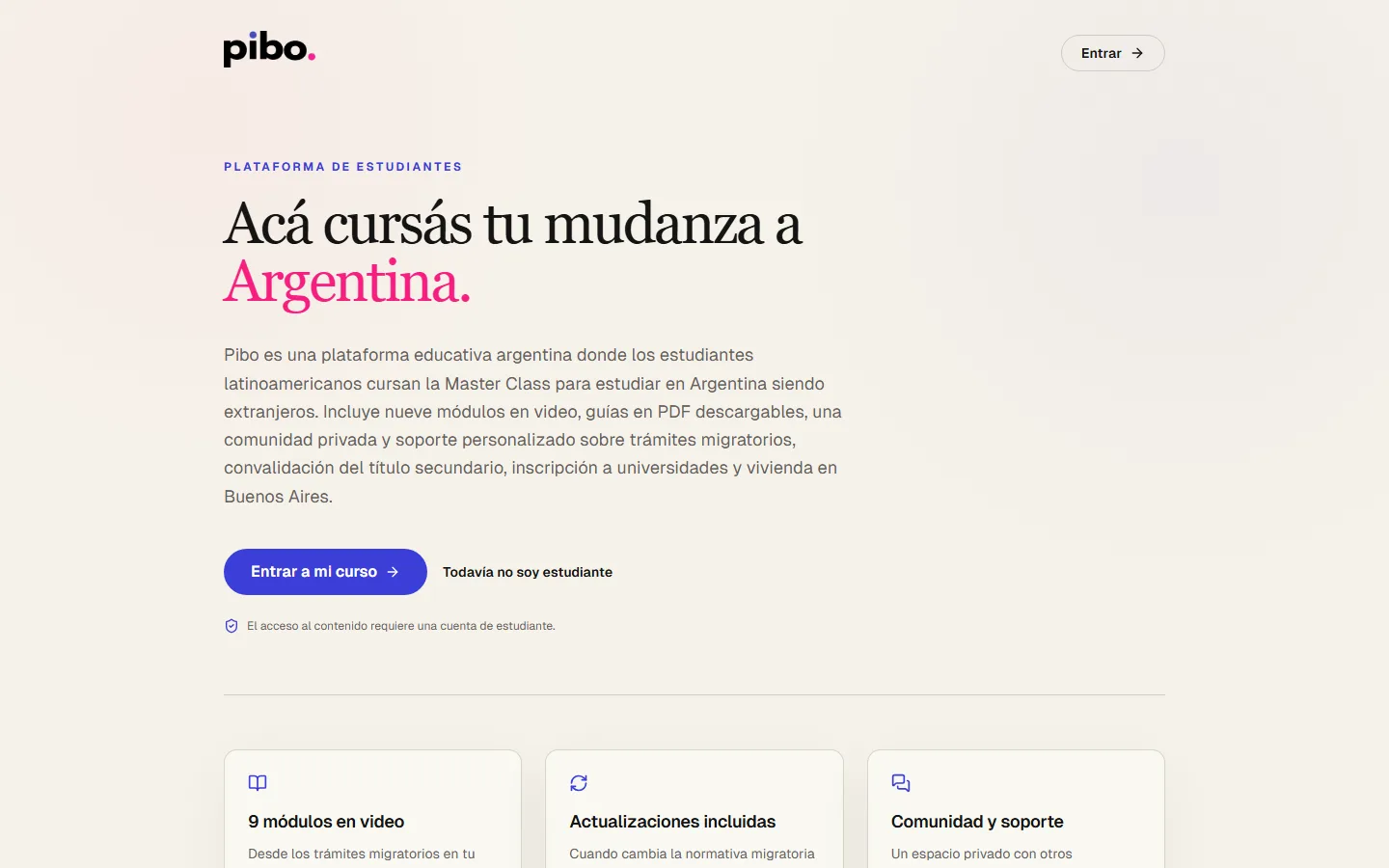 Portada de la plataforma educativa Pibo